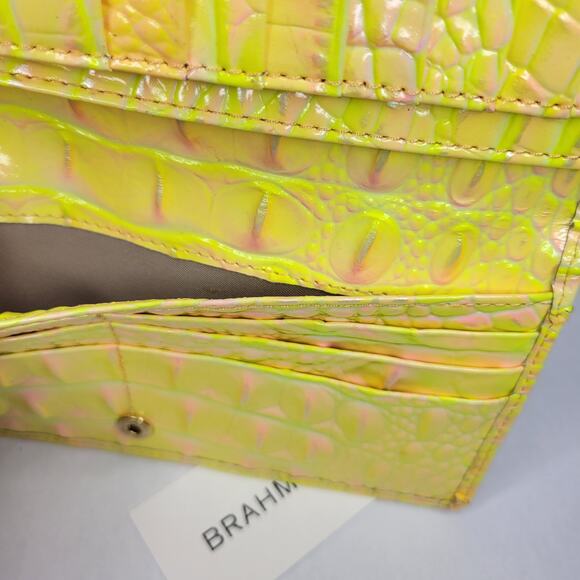 BRAHMIN Ady Wallet NOVA Melbourne Genuine Leather Yellow Iridescent NWT - Picture 9 of 12
